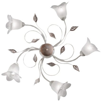 Lustra frunze Greta, metal cu finisaj alb antichizat, 5xE14