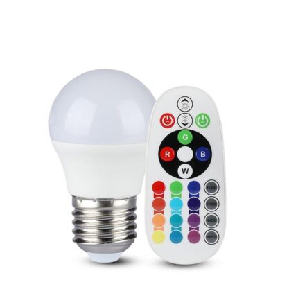 Bec LED RGB dimabil G45 E27, 3.5W, 320 lumeni