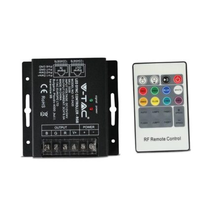 Controler RGB cu telecomanda RF DC: 12V/24V, 8A, IP20