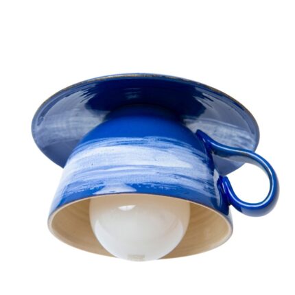 Lampa pendul albastru 1xE27, ceasca + farfurie ceramica